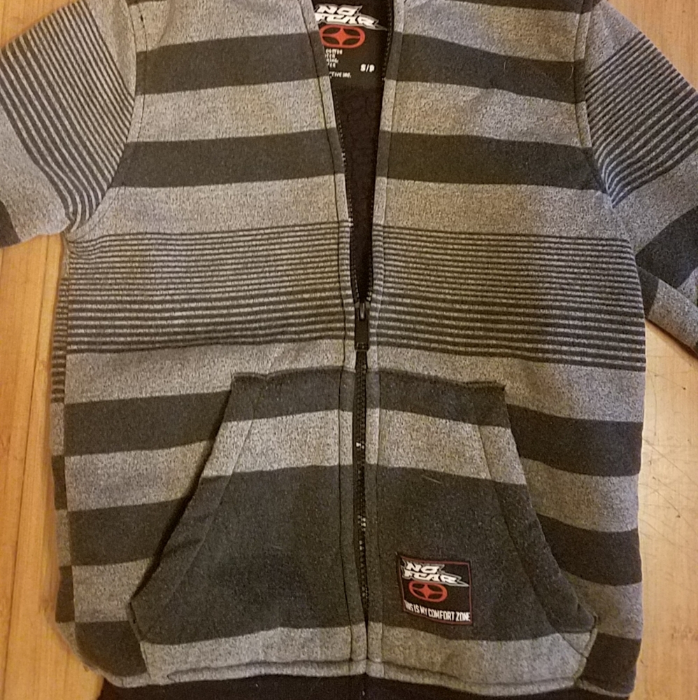 -NO FEAR FLEECE HOODIE GRAY CHARCOAL WARM UP JACKET S/P